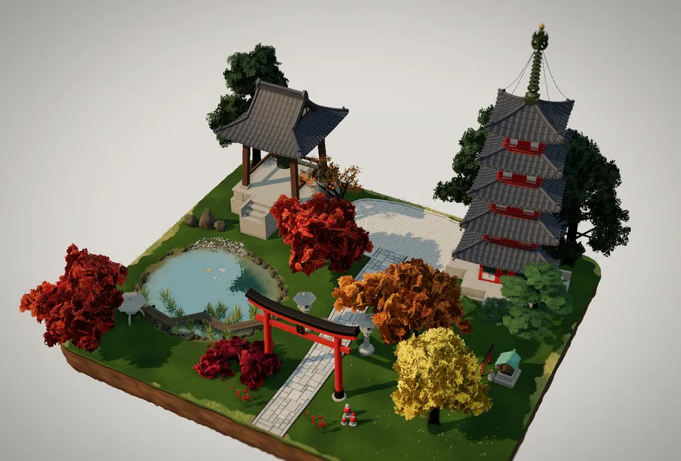 The temple garden of level N1, fully built