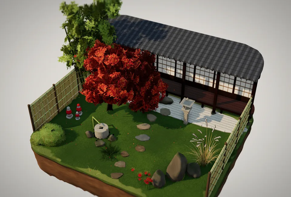 The courtyard garden of level N5, fully built